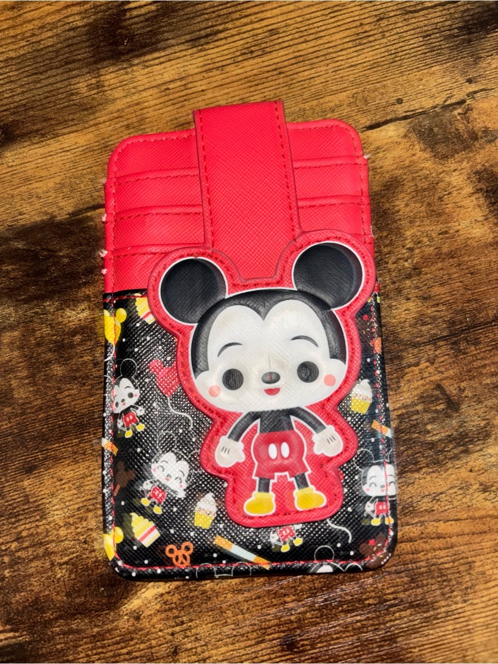 Disney Parks Mickey Mouse Red Black Credit Card ID Holder Wallet Icon Treats